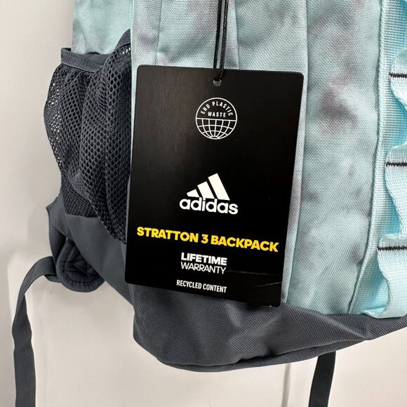 adidas Stratton II Backpack in Light Blue/Gray Large School Bag Fits 17" Laptop - Picture 3 of 13